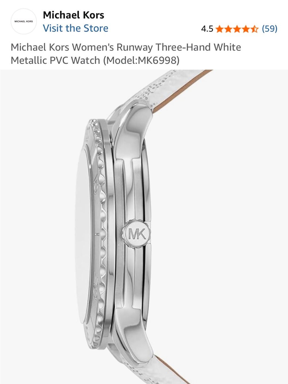 Michael Kors Women's Runway Three-Hand White Metallic Watch - Picture 3 of 10